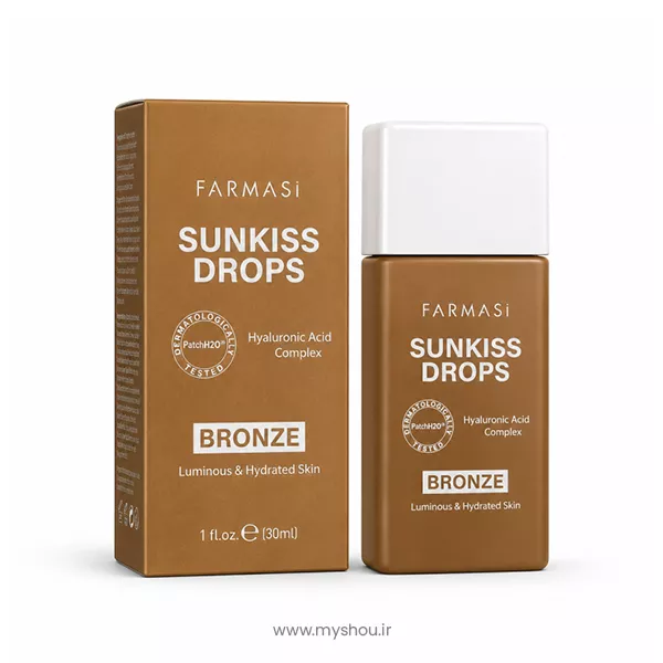 کرم برنزه کننده و آبرسان صورت فارماسی Sunkiss Drops Bronze حجم 30 میل | برنزر صورت
